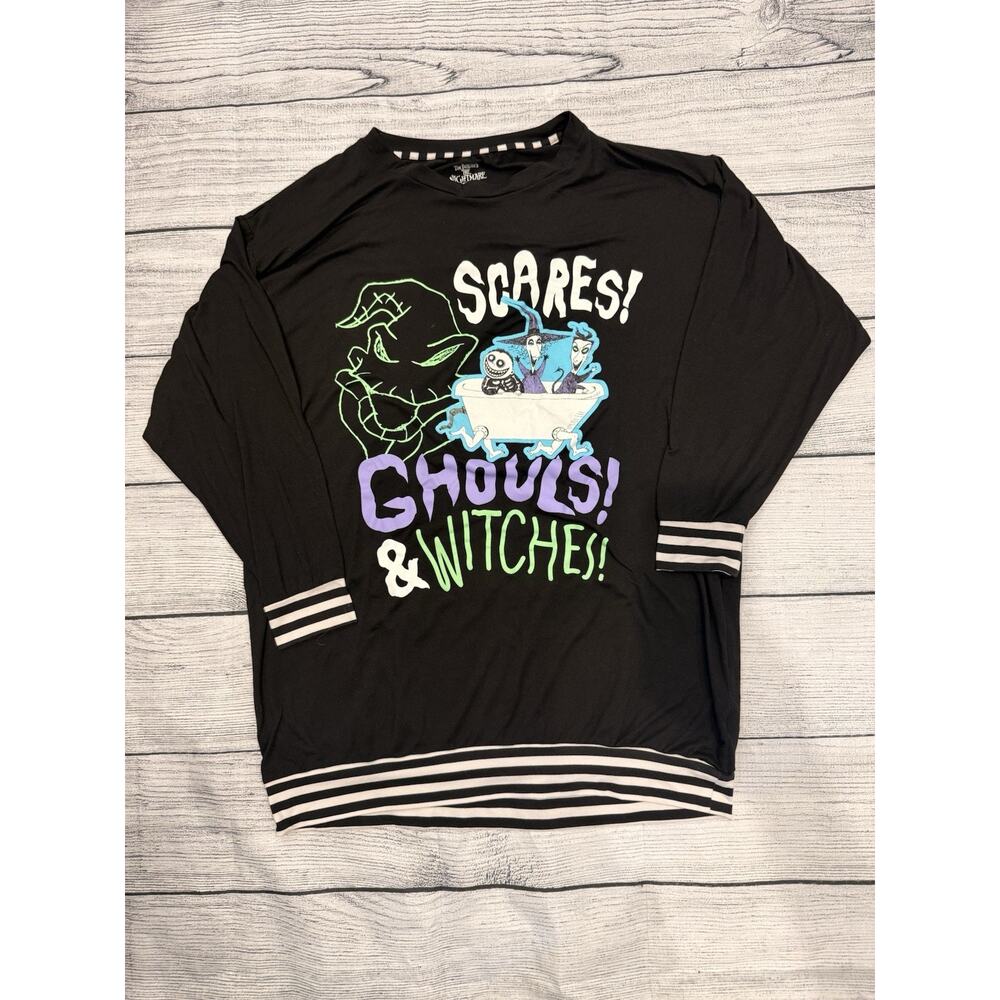 Disney Nightmare Before Christmas Long sleeve Shirt M Black Ghouls Witches